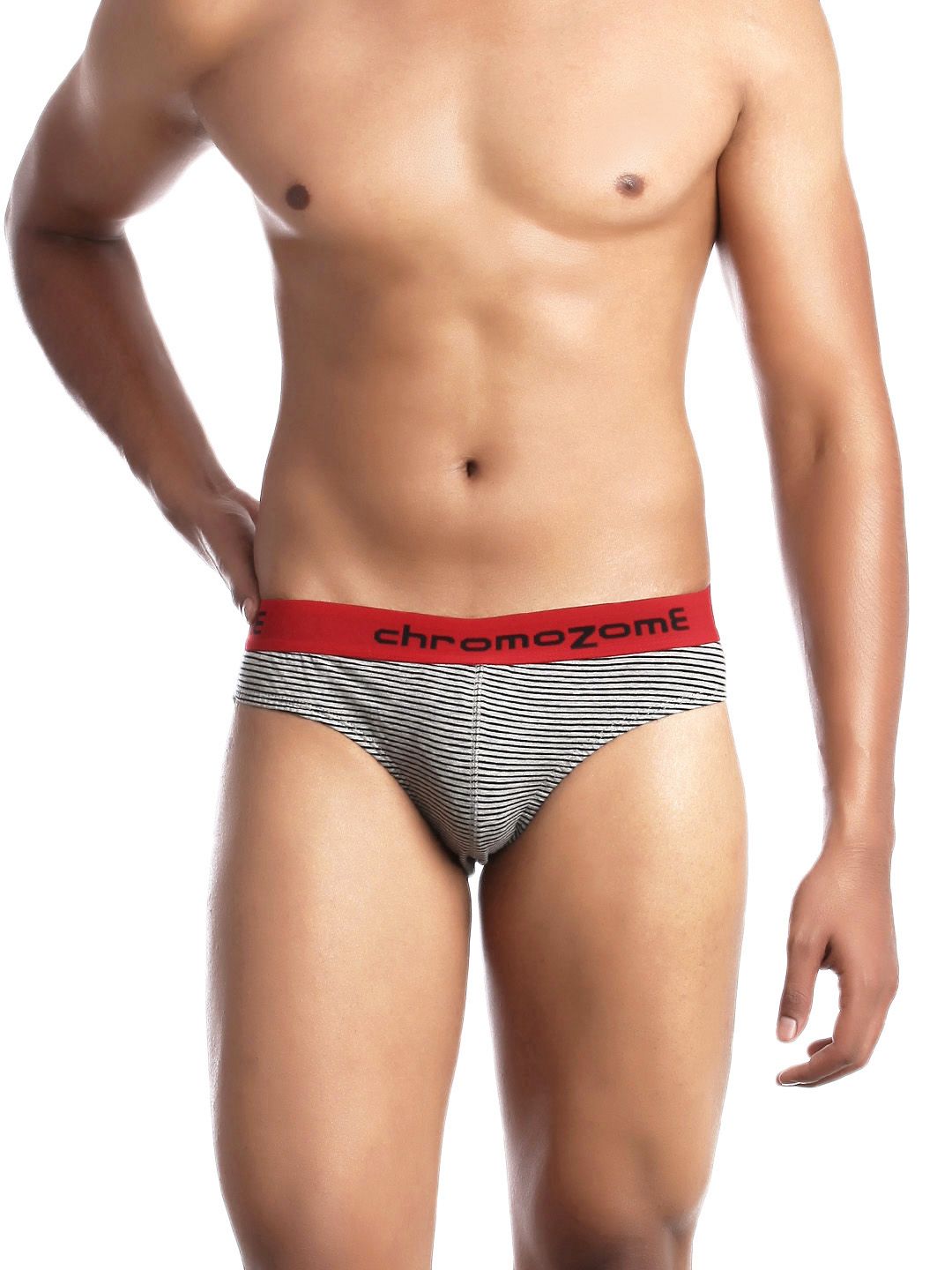 Chromozome Men Grey Striped Brief