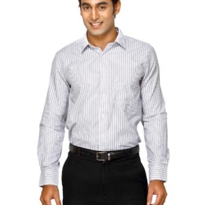 Mark Taylor Men Grey Striped Shirt