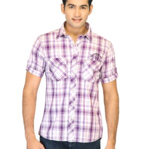 Belmonte Men Check Purple Shirts