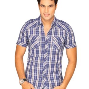 Locomotive Men Blue Checked Shirt
