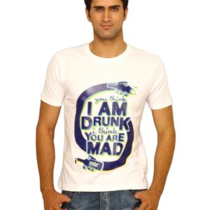 Myntra Men's I Am Drunk White T-shirt