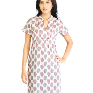 Visudh White Printed Ethnic Kurta