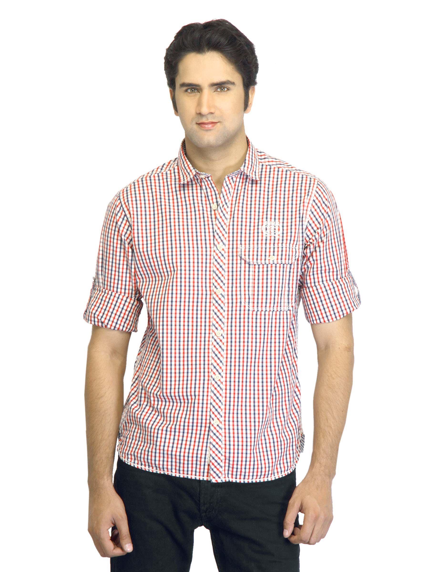 Scullers Men Check Red & Blue Shirt