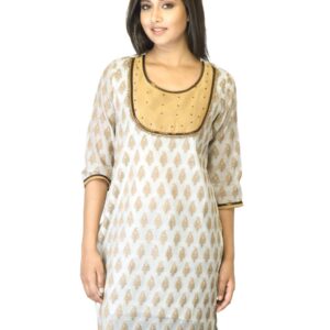 Folklore Women Off White Printed Kurta