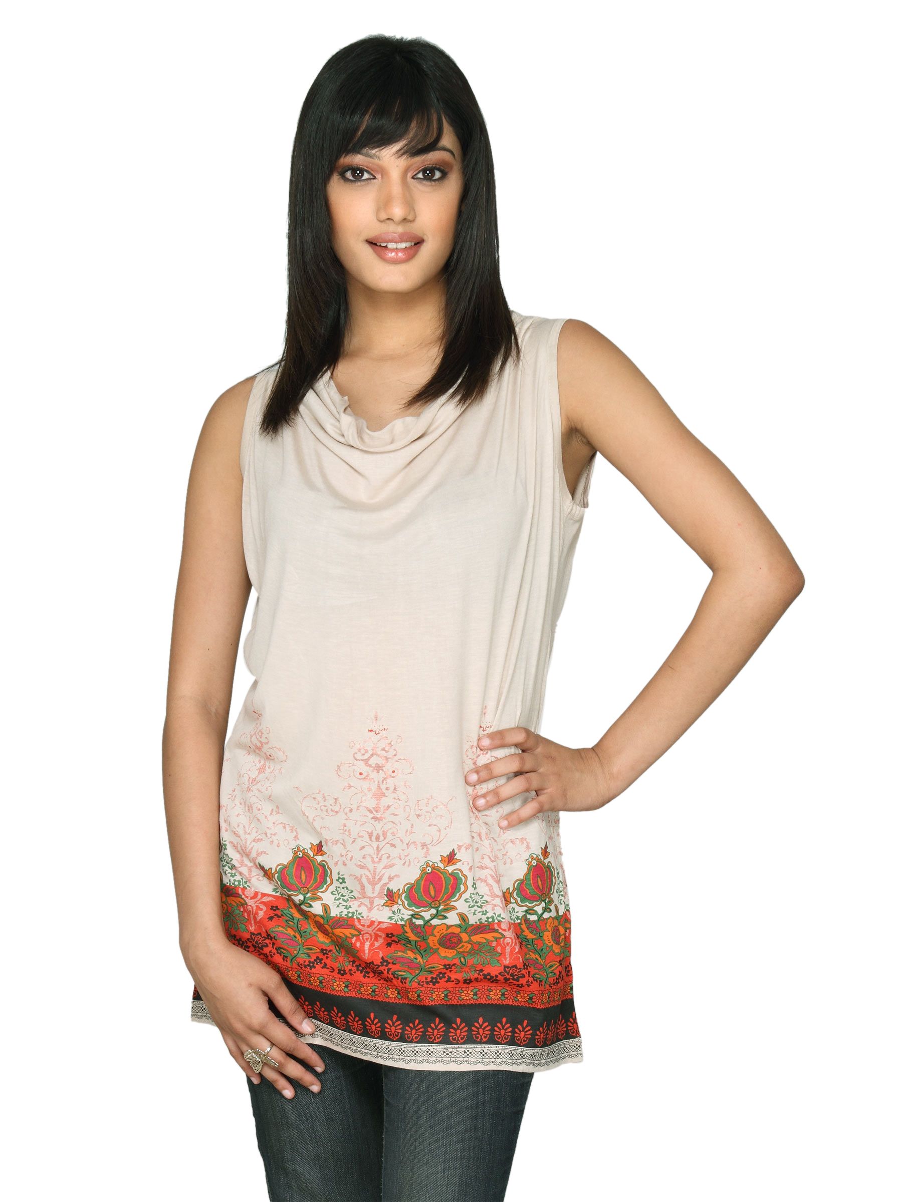 Scullers For Her Women Fashion Summer Beige Top