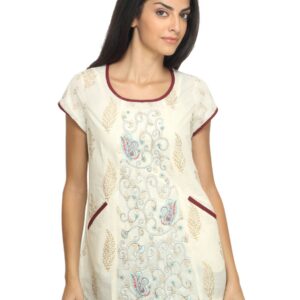 Mother Earth Women Printed Off White Kurti