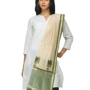 Fabindia Women Green Chanderi Dupatta