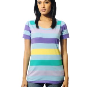 Wrangler Women Candy Striped Blue T-shirt