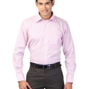 Genesis Pink & White Striped Formal Shirt