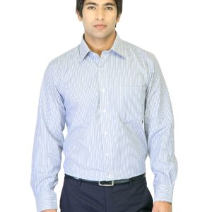Mark Taylor Men Striped Blue Shirt