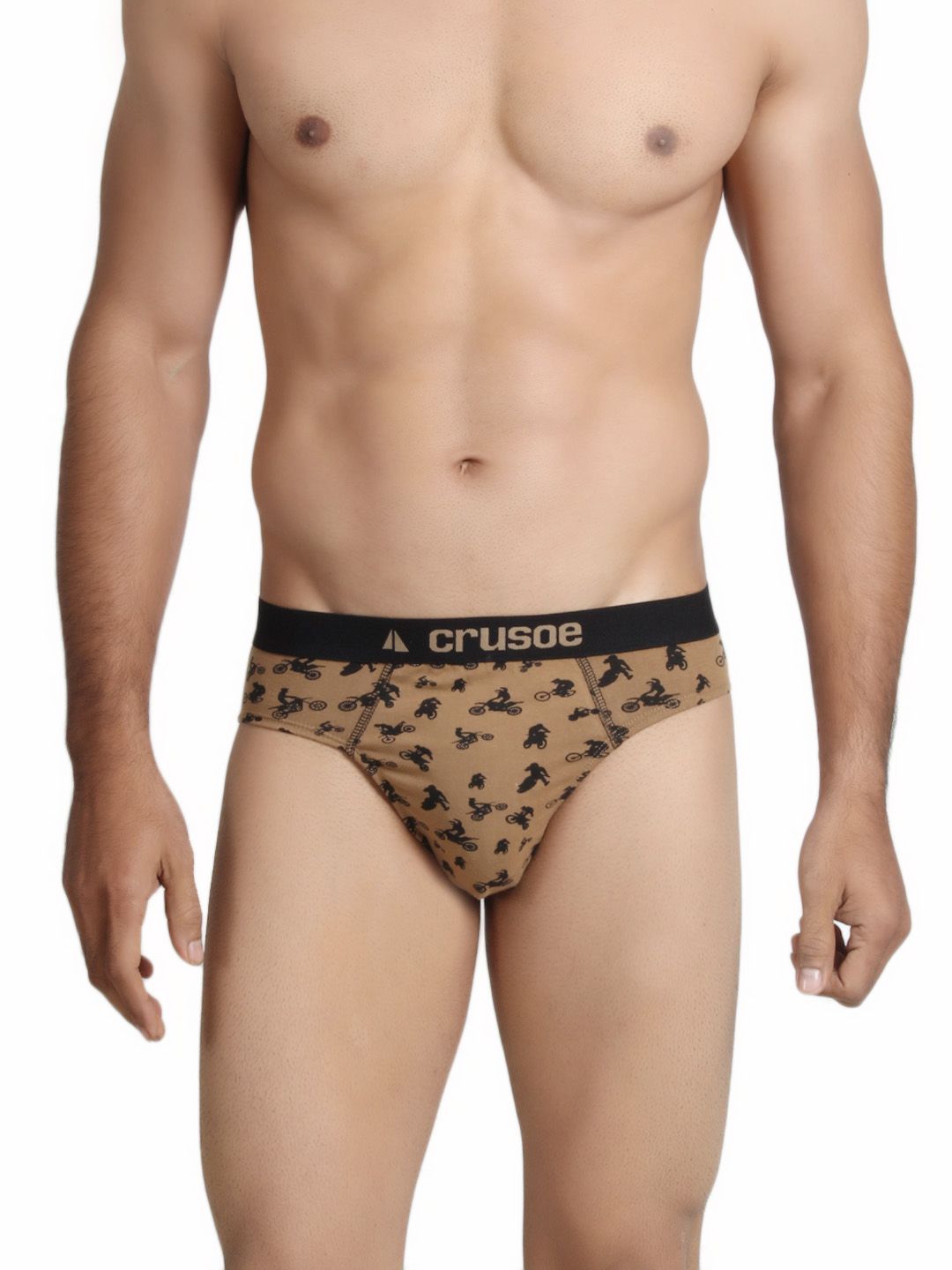 Crusoe Men Small Biker Brown Brief