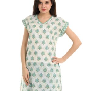 Fabindia Women White Printed Kurta