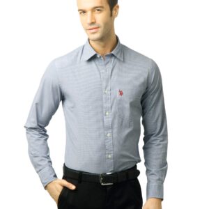 U.S. Polo Assn. Men Checks Navy Blue Shirt