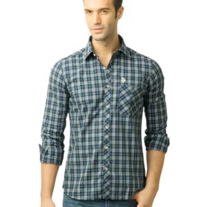 U.S. Polo Assn. Men Checks Navy Blue Shirt