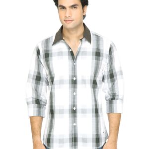 United Colors of Benetton Men Check White Shirt