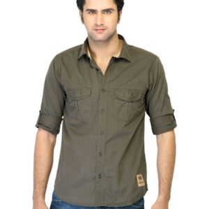 Basics Men Olive Shirt
