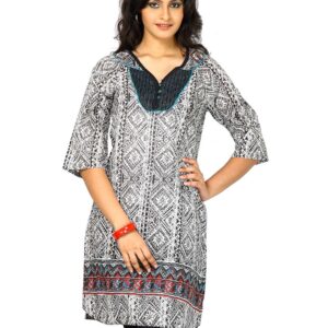 W Women V Neck Sleeve Black Kurta