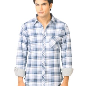 United Colors of Benetton Men White Check Shirt