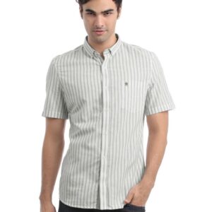 French Connection Men White Striped Shirt