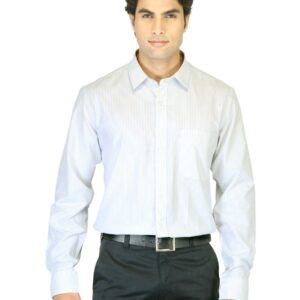 Mark Taylor Men Striped White Shirt
