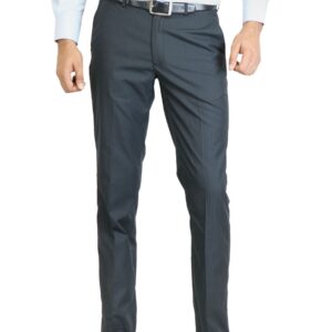 Peter England Men Stripes Navy Blue Trouser
