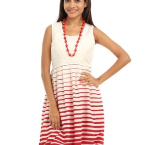 109F Red & White A-Line Dress