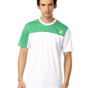 ADIDAS Men White & Green T-shirt