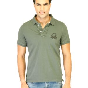 UCB Men's Polo Neck With Big Ben Logo Olive Green T-shirt