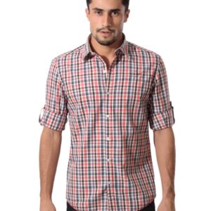 John Players Men Check Red Shirt
