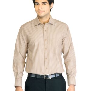 Peter England Men Stripes Brown Shirt