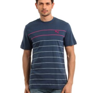Puma Men Blue Fine Striped T-shirt