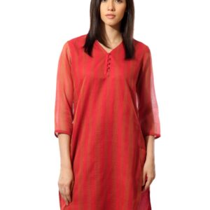 Fabindia Women Red Striped Kurta