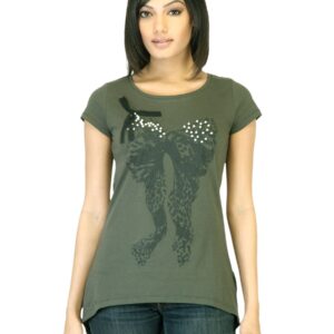 United Colors of Benetton Women Printed Olive T-shirt