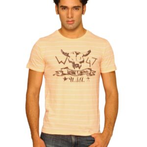 Wrangler Men's Wild Spirit Striper Peach T-shirt