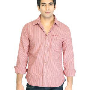 Levis Men Red & Cream Striped Shirt