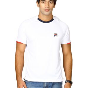 Fila Men's Crew Neck Reglan Sleeve White Blue Red T-shirt