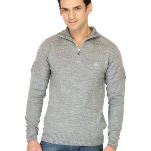 ADIDAS Men Badge P/O Grey Sweaters