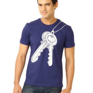 United Colors of Benetton Men Printed Blue Tshirts