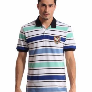 Arrow Men Striped White T-shirt