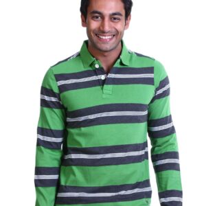 Basics Men Green & Black Polo T-shirt
