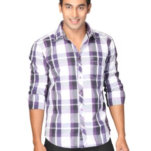 Highlander Men Purple Checked Hadwin Slim Fit Shirt