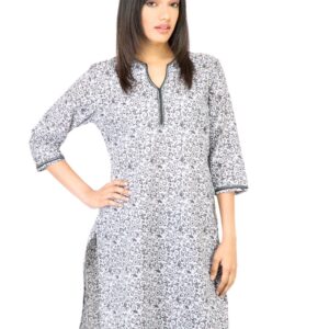 Vishudh Women Printed Dark Grey Kurta