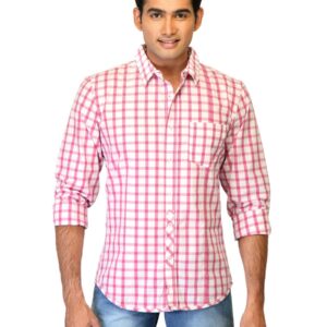 United Colors of Benetton Men Check Pink Shirts