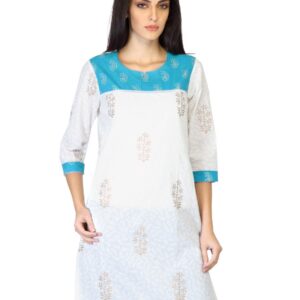 Vishudh Women White Printed Kurta