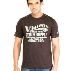 Locomotive Men Printed Brown TShirt