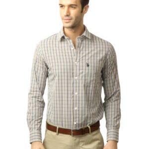 U.S. Polo Assn. Men Checks Navy Blue Shirt