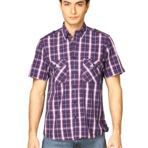 Indigo Nation Men Checks Purple Shirts