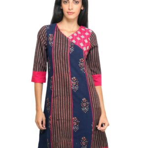 Mother Earth Women Printed Blue Kurta