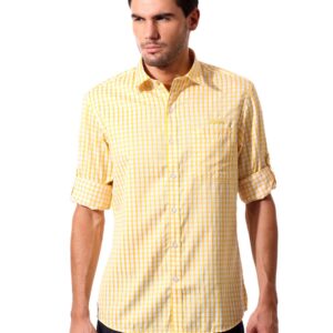 John Players Men Yellow Check Shirt
