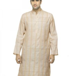 Fabindia Men Beige Chikankari Silk Kurta